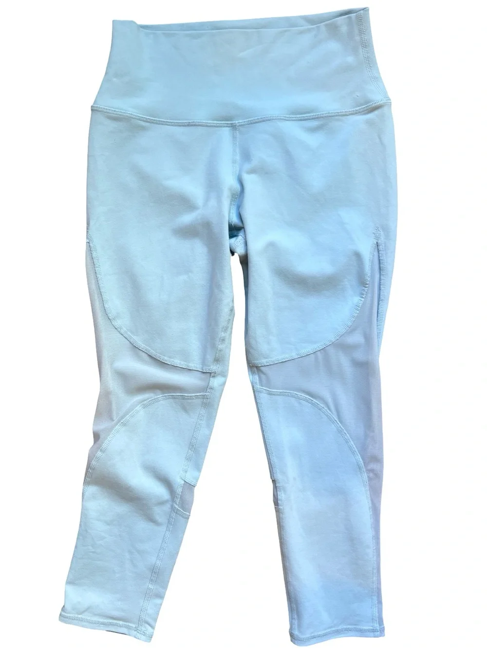 Alo Yoga Coast Capri Leggings High Waist Mesh Cropped Women's Med Baby Blue